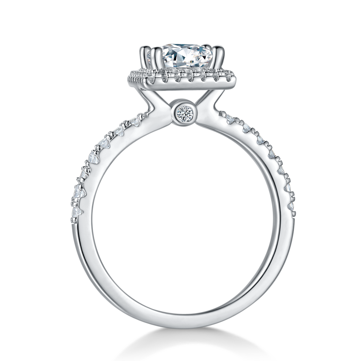 1.0 CT D Color Princess Cut Moissanite Dainty Ring in White Gold Plated Sterling Silver#7