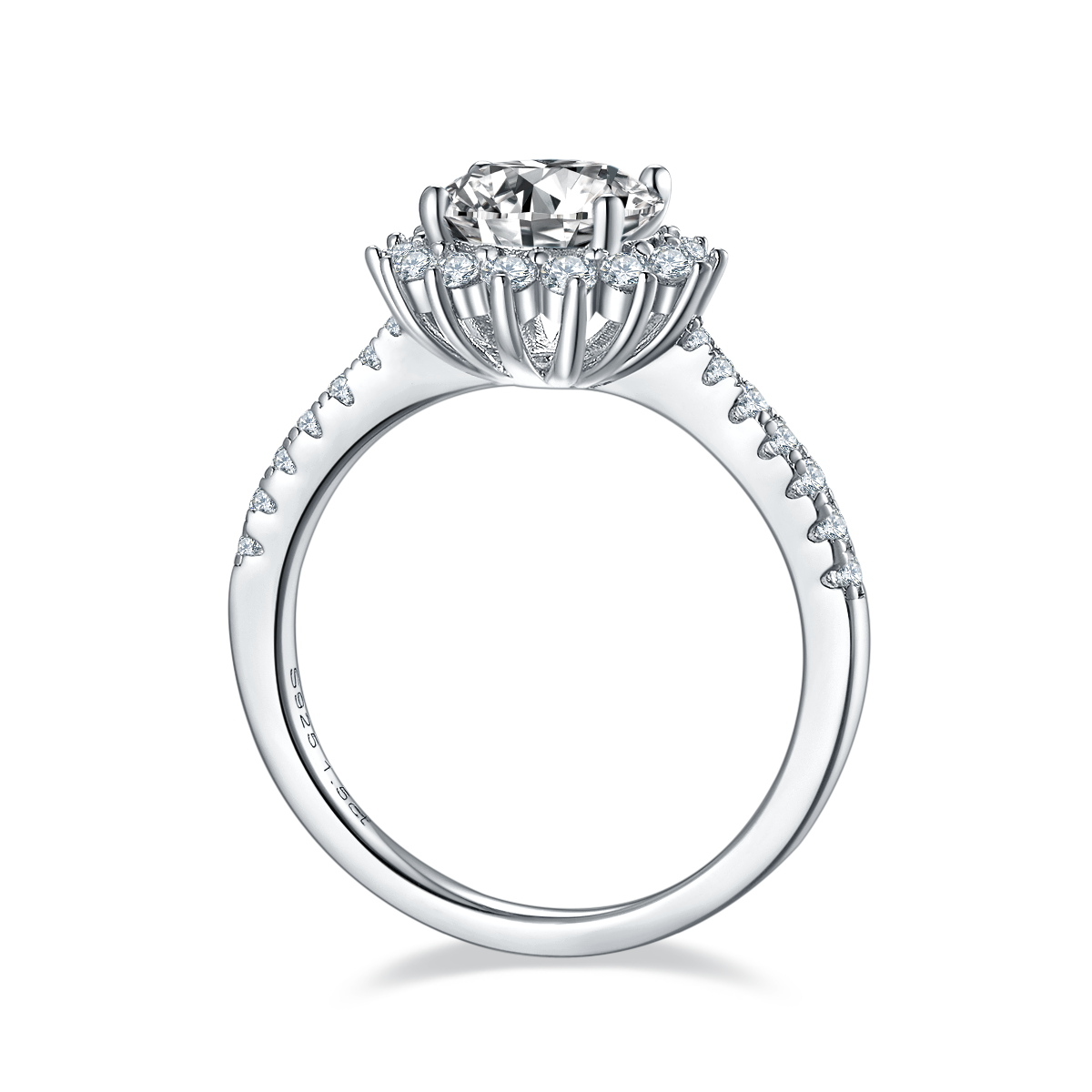 1.5 CT D Color Moissanite Sunflower Custom Ring in White Gold Plated Sterling Silver#6
