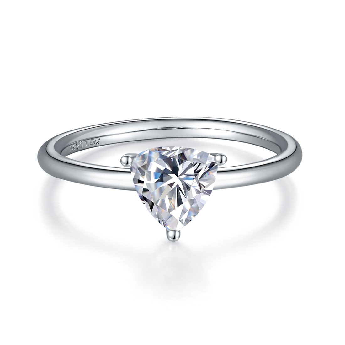 1.0 CT D Color Trillion Cut Moissanite Classic Ring in White Gold Plated Sterling Silver#5