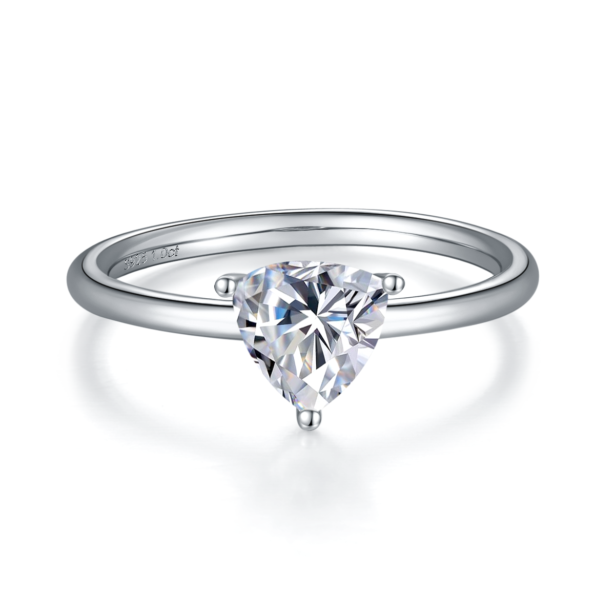 1.0 CT D Color Trillion Cut Moissanite Classic Ring in White Gold Plated Sterling Silver#5