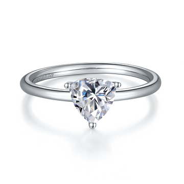 1.0 CT D Color Trillion Cut Moissanite Classic Ring in White Gold Plated Sterling Silver#5
