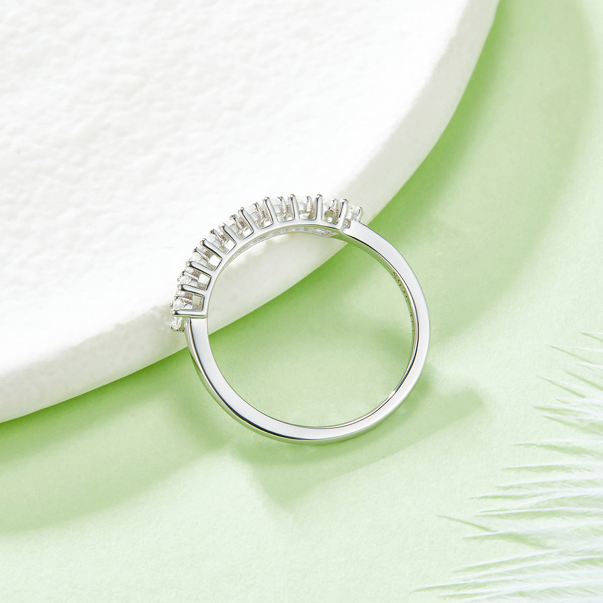 1.0 CT D Color Pear Cut Moissanite Custom Eternity Band in White Gold Plated Sterling Silver#5