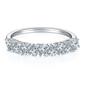 1.0 CT D Color Heart Cut Moissanite Custom Eternity Band in White Gold Plated Sterling Silver#3