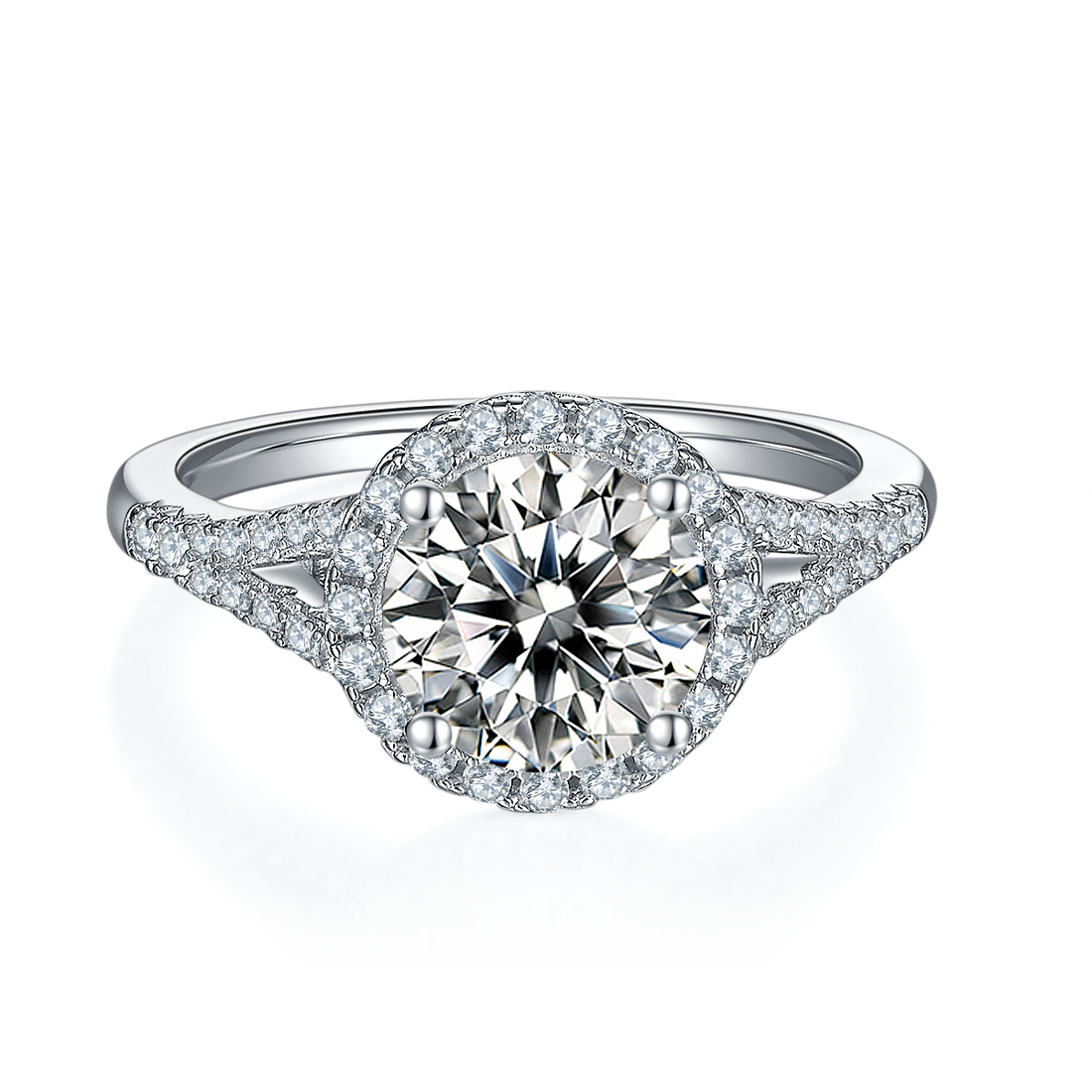 2.0 CT D Color Bezel Set Moissanite Split Shank Ring in White Gold Plated Sterling Silver#5
