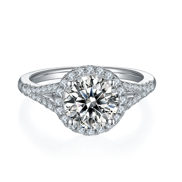 2.0 CT D Color Bezel Set Moissanite Split Shank Ring in White Gold Plated Sterling Silver#5