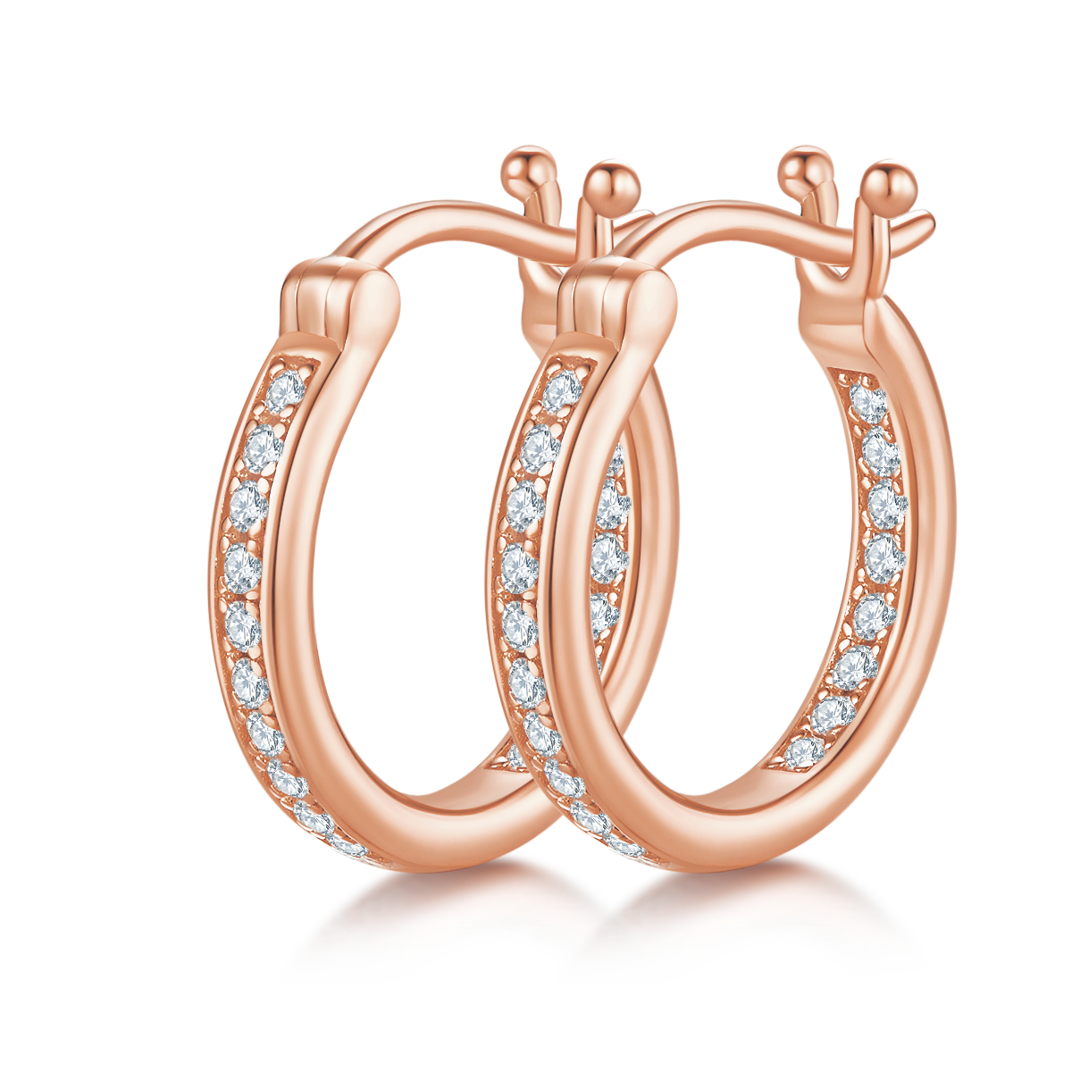 0.3 CT D Color Moissanite Melee Single Row Half Hoop Earrings in Sterling Silver#4