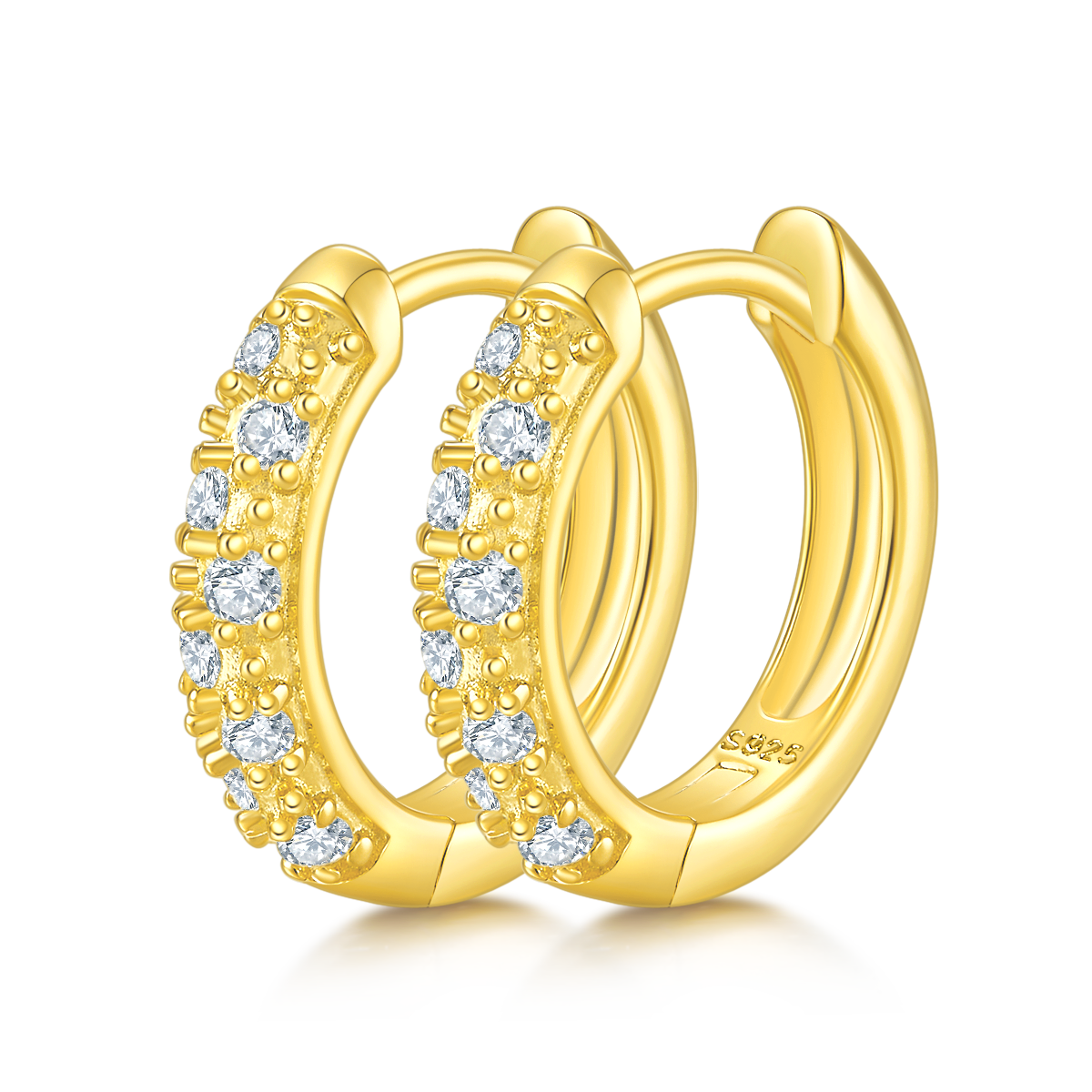 0.27 CT D Color Moissanite Melee Double Row Half Hoop Earrings in Sterling Silver#5