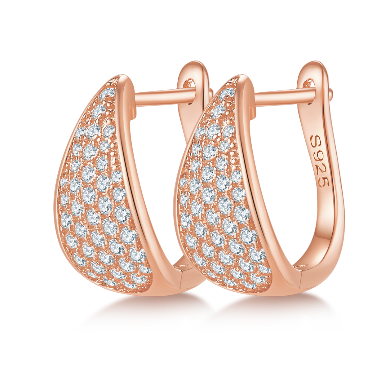 0.57 CT D Color Moissanite Melee 5-Row Half Hoop Earrings in Sterling Silver#4