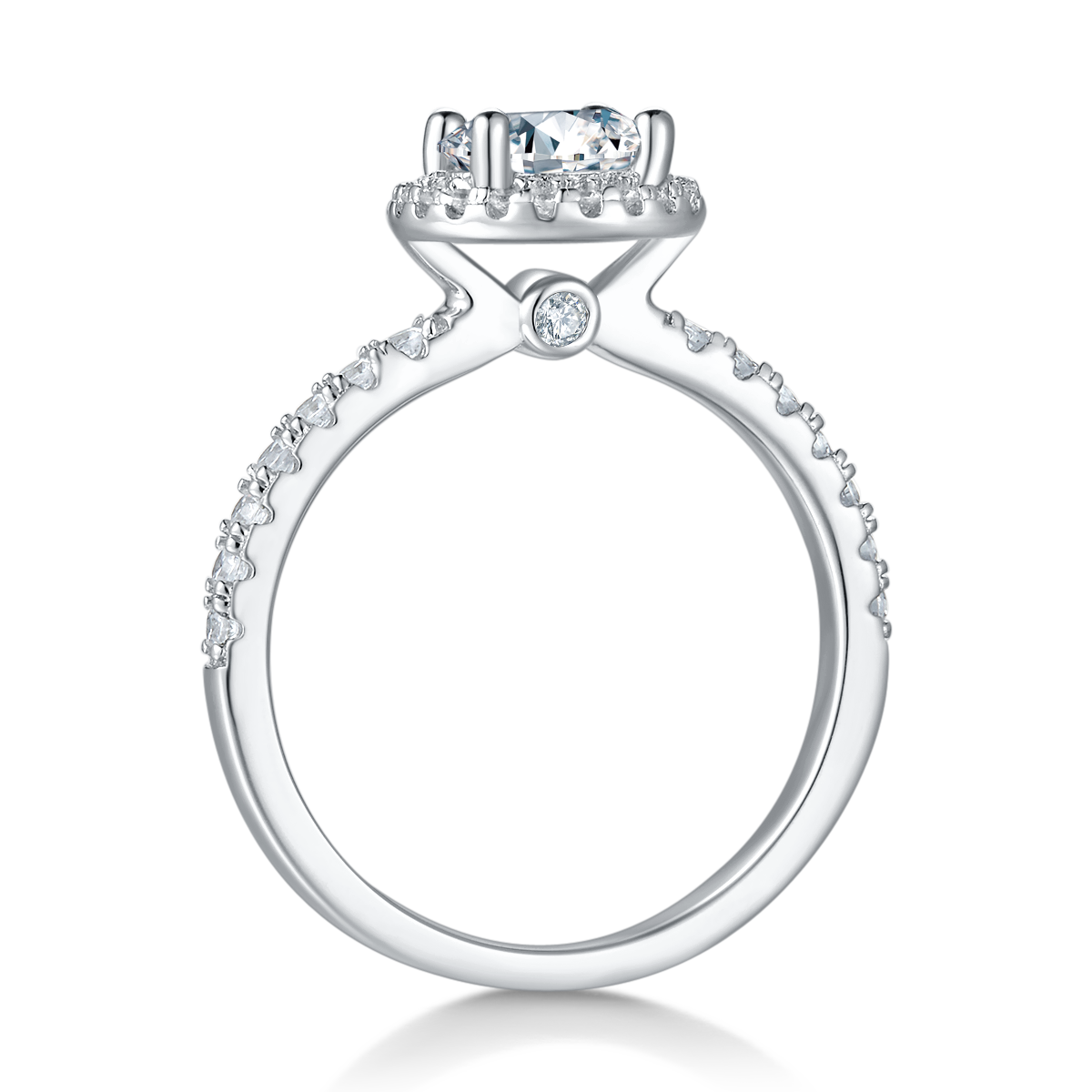 1.0 CT D Color Round Cut Moissanite Dainty Ring in White Gold Plated Sterling Silver#4