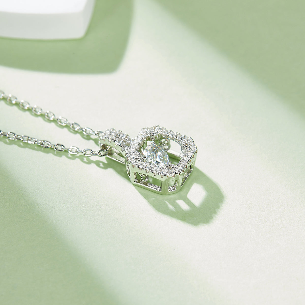0.5 CT D Color Dancing Princess Cut Moissanite Necklace in White Gold Plated Sterling Silver#4