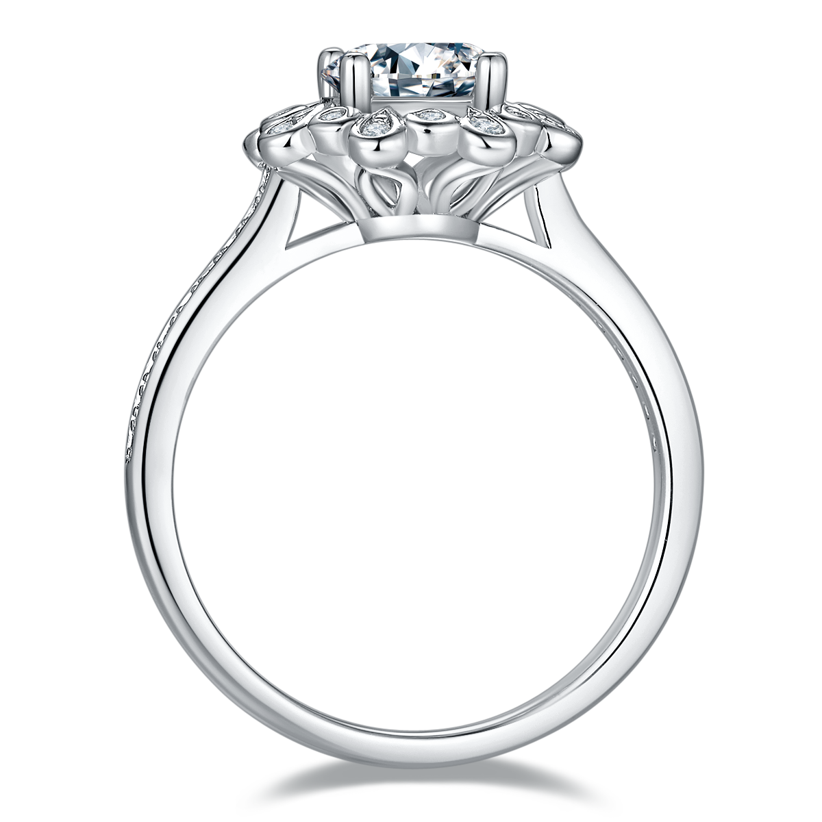 1.0 CT D Color Moissanite Ethereal Gown Ring in White Gold Plated Sterling Silver#6