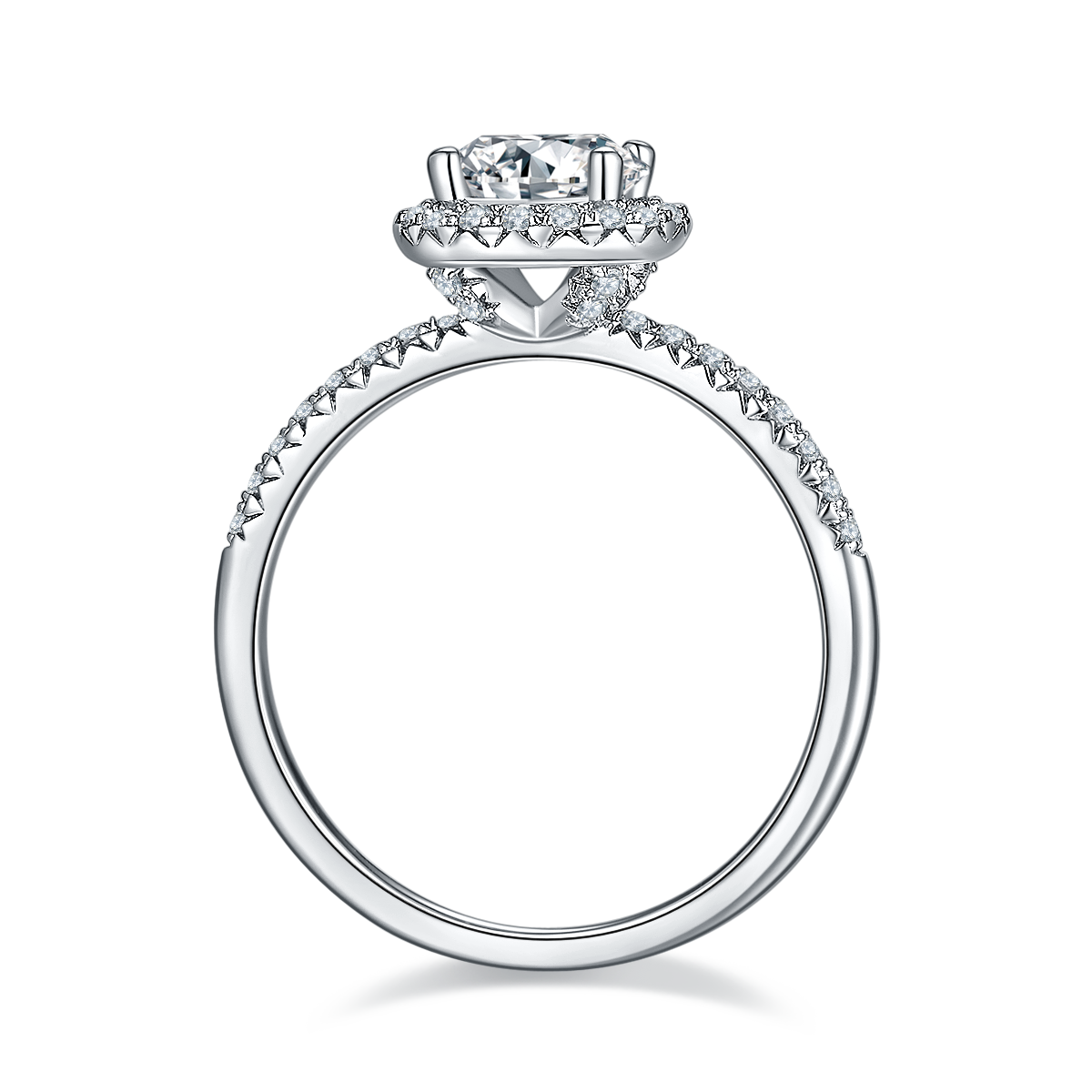 1.0 CT D Color Bezel Set Moissanite Classic Ring in White Gold Plated Sterling Silver#6