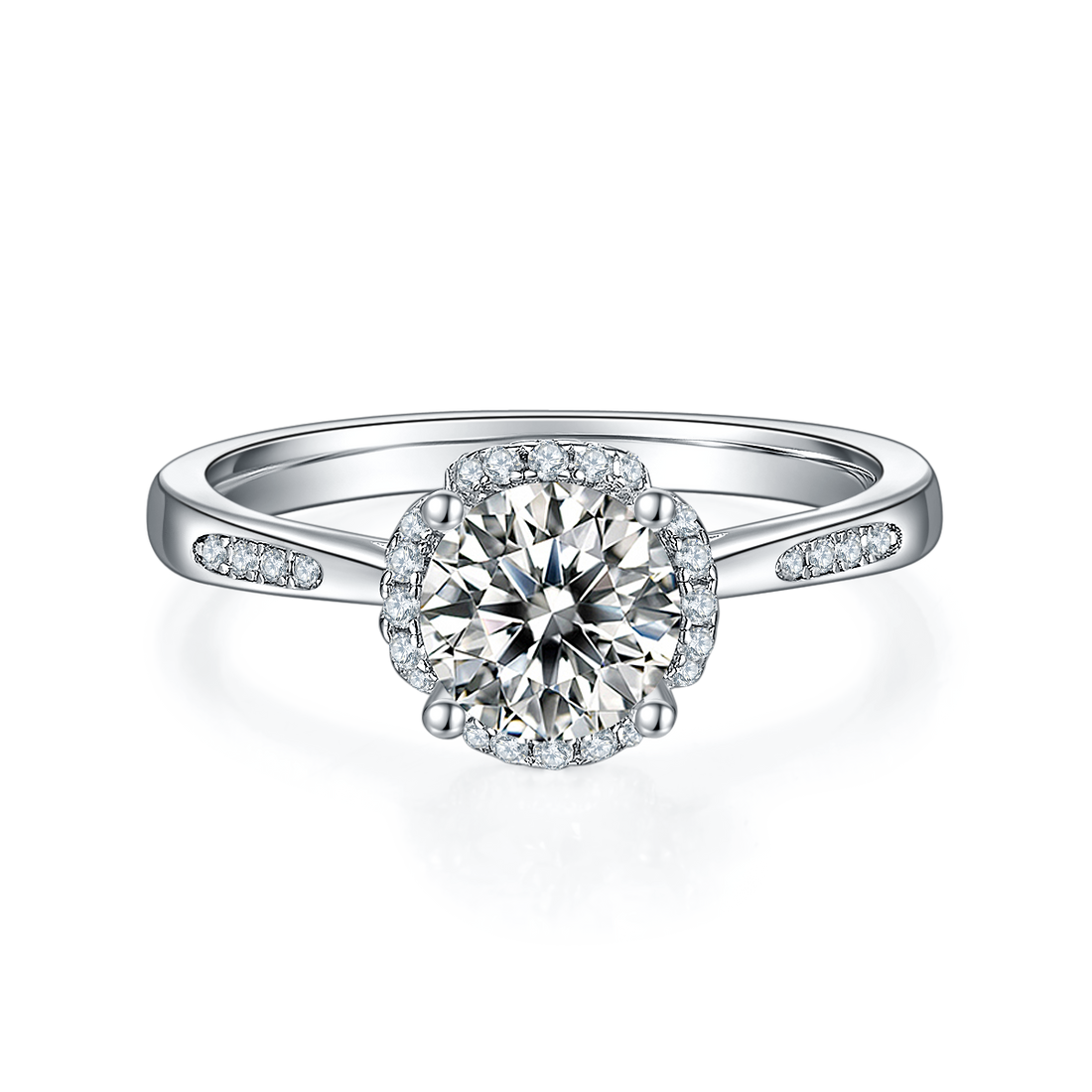 1.0 CT D Color Moissanite Pave In the Mood for Love Ring in White Gold Plated Sterling Silver#5
