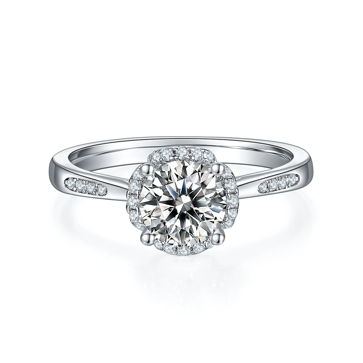 1.0 CT D Color Moissanite Pave In the Mood for Love Ring in White Gold Plated Sterling Silver#5