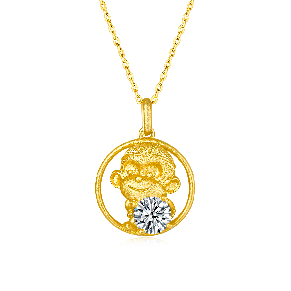 1.0 CT Moissanite Chinese Zodiac Monkey Necklace in Sterling Silver#2
