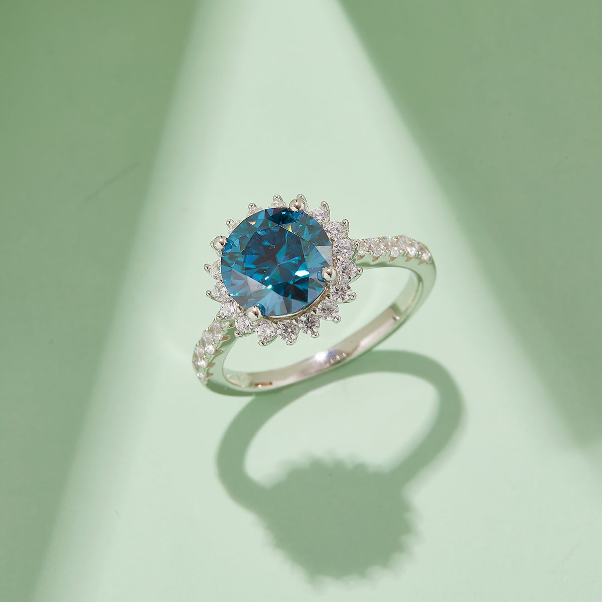 3.0 CT D Color Moissanite Sunflower Custom Ring in White Gold Plated Sterling Silver#10