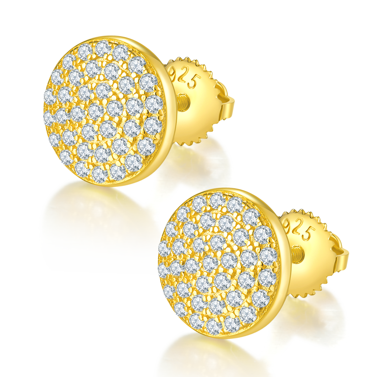 0.6 CT D Color Moissanite Melee Flat Round Screw Back Studs in Sterling Silver#2