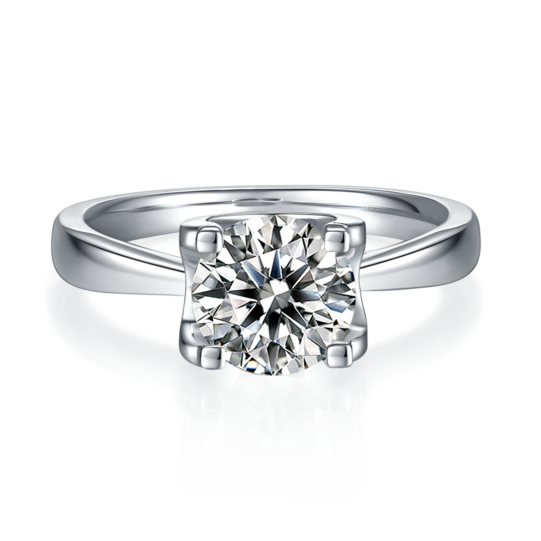 1.5 CT D Color Moissanite Peg Head Classic Ring in White Gold Plated Sterling Silver#5