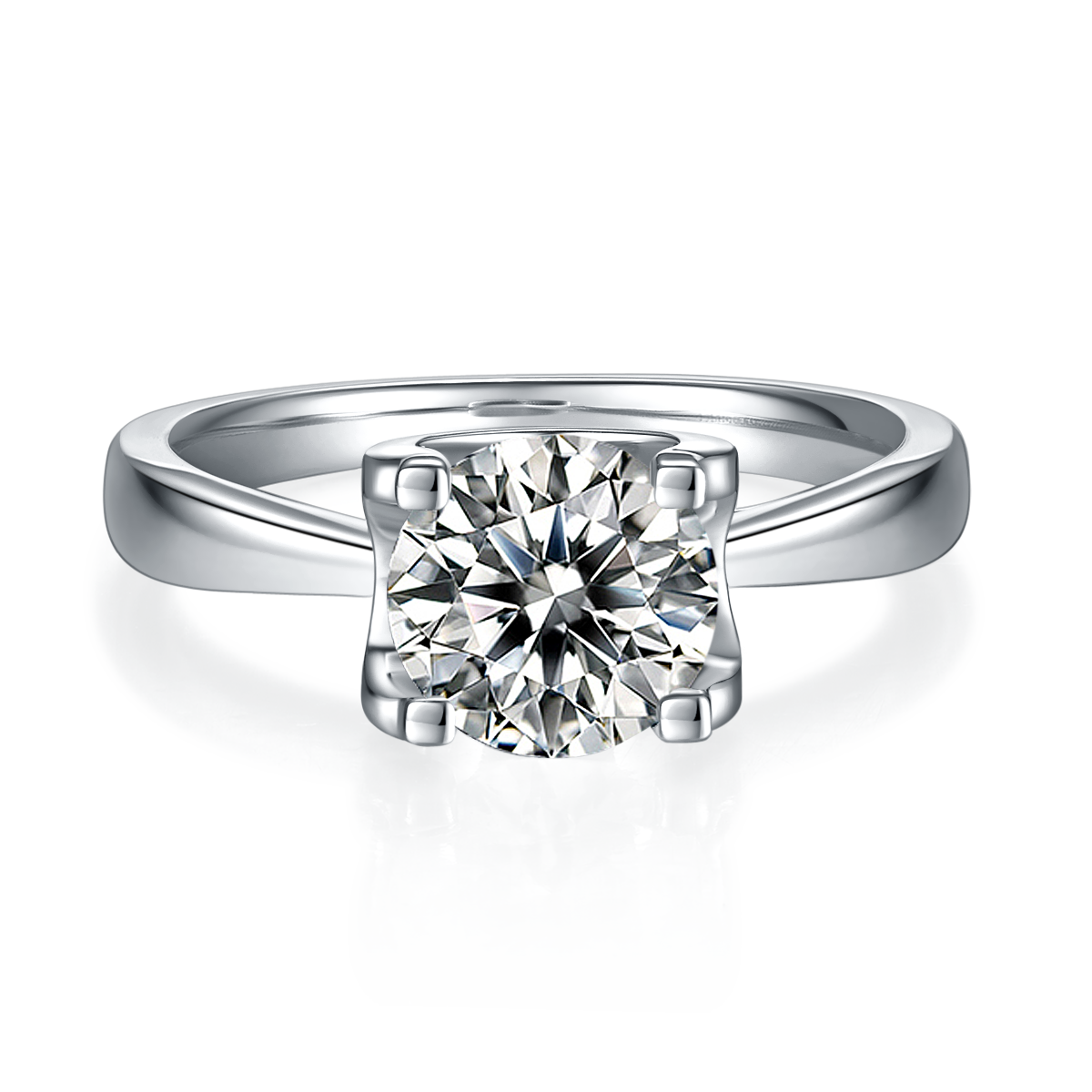 1.5 CT D Color Moissanite Peg Head Classic Ring in White Gold Plated Sterling Silver#5