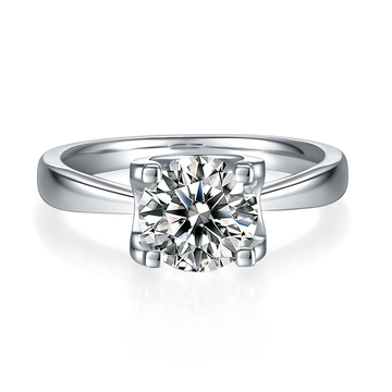 1.5 CT D Color Moissanite Peg Head Classic Ring in White Gold Plated Sterling Silver#5