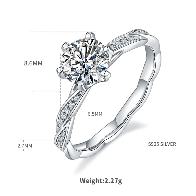 1.0 CT D Color Moissanite Tender Love Ring in White Gold Plated Sterling Silver#4