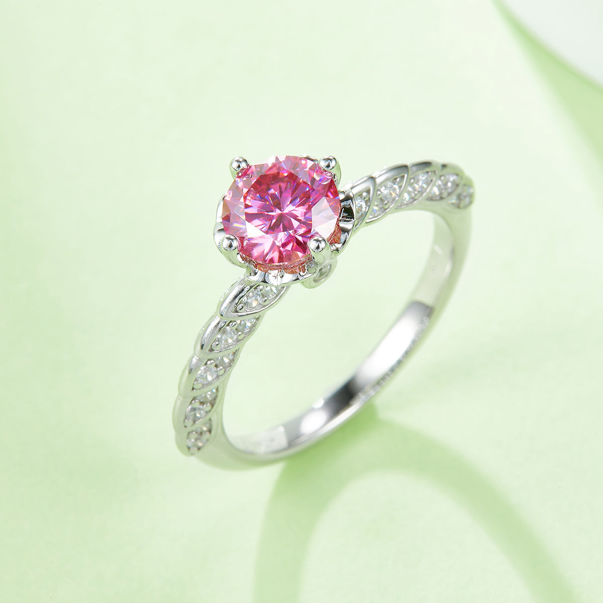 1.0 CT D Color Moissanite Wedding Vow Ring in White Gold Plated Sterling Silver#8