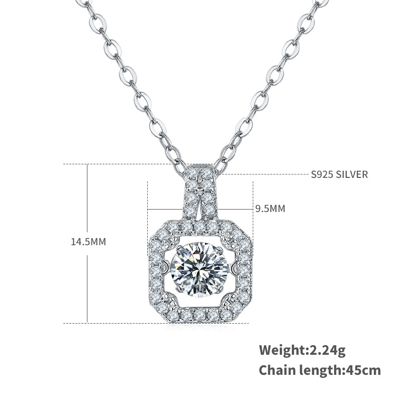 0.5 CT D Color Dancing Princess Cut Moissanite Necklace in White Gold Plated Sterling Silver#1