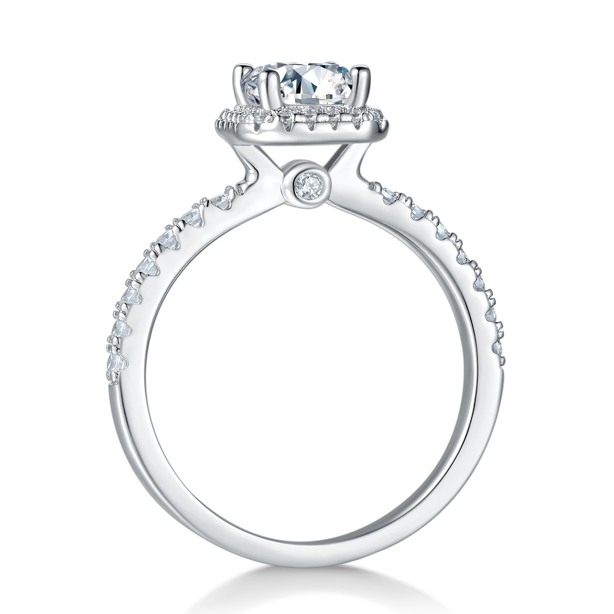 1.0 CT D Color Emerald Cut Moissanite Dainty Ring in White Gold Plated Sterling Silver#7