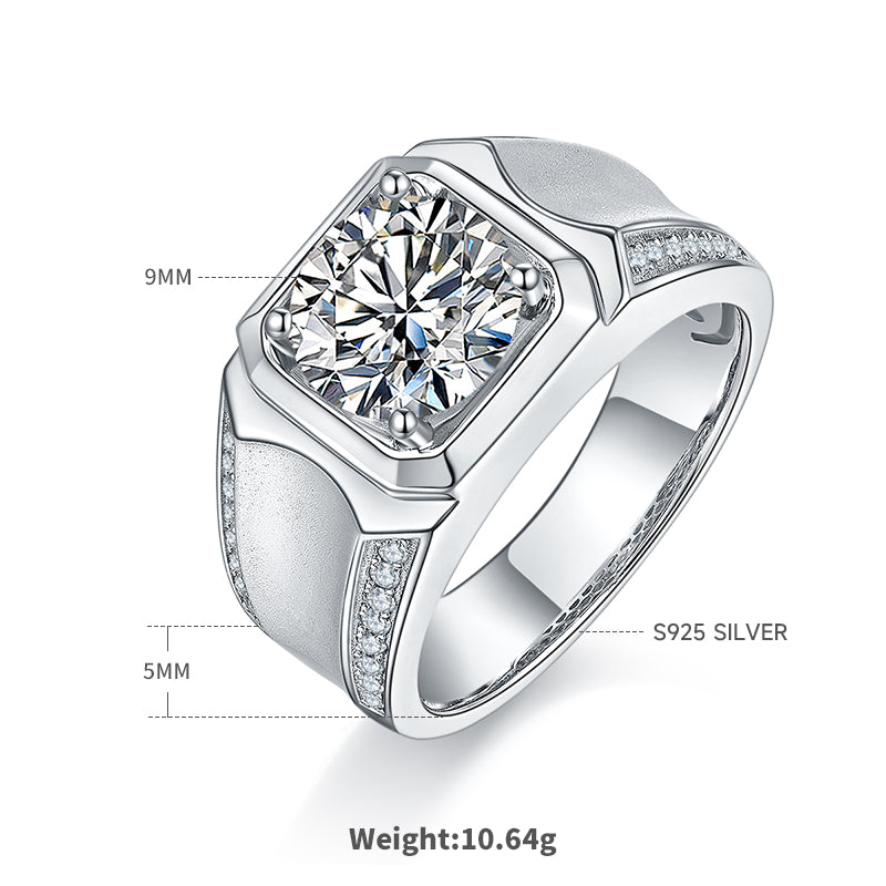 3.0 CT D Color Moissanite Vintage Men's Band in White Gold Plated Sterling Silver#0