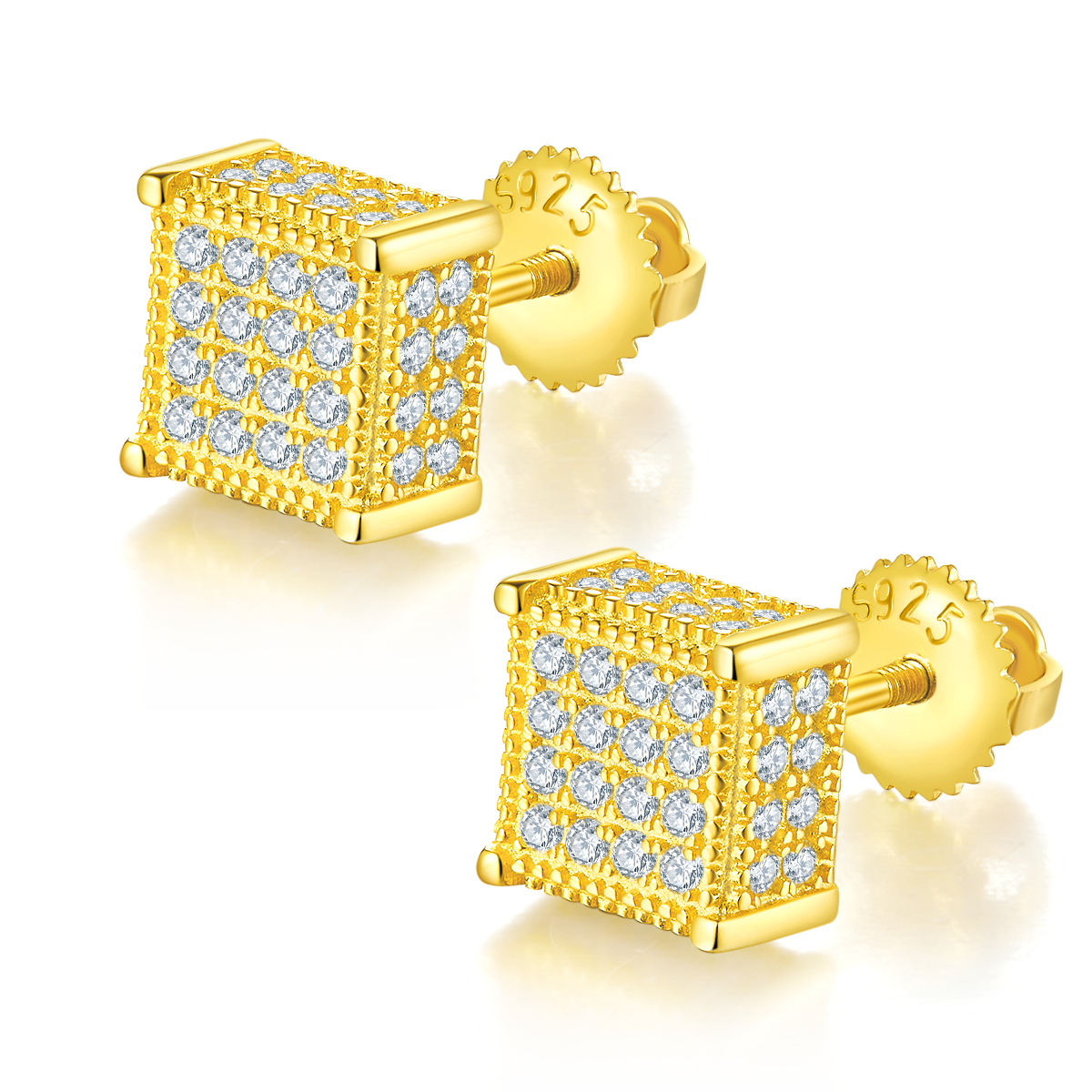 0.77 CT D Color Moissanite Melee Cube Screw Back Studs in Sterling Silver#2