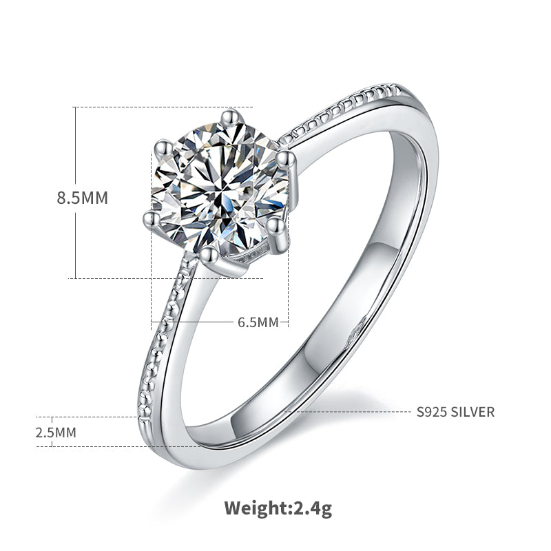 1.0 CT D Color Moissanite Milgrain Promise Straight Shank Ring in White Gold Plated Sterling Silver#4