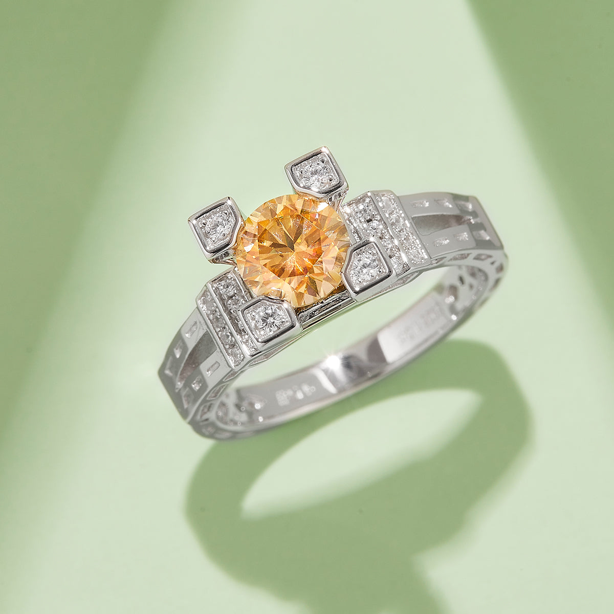 1.0 CT D Color Moissanite Eiffel Tower Custom Ring in White Gold Plated Sterling Silver#9