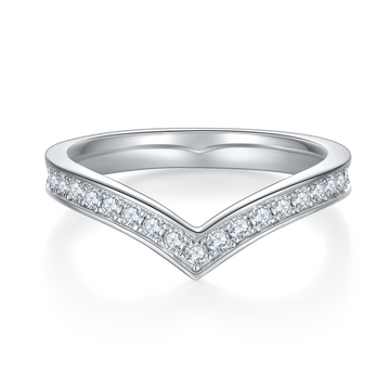 0.6 CT D Color Moissanite Melee V-Shaped Full Eternity Ring Guard in White Gold Plated Sterling Silver#3