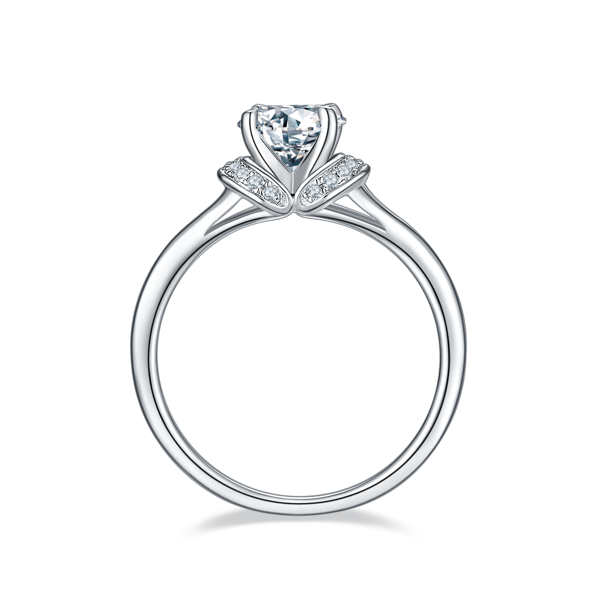 1.0 CT D Color Moissanite True Love Ring in White Gold Plated Sterling Silver#6