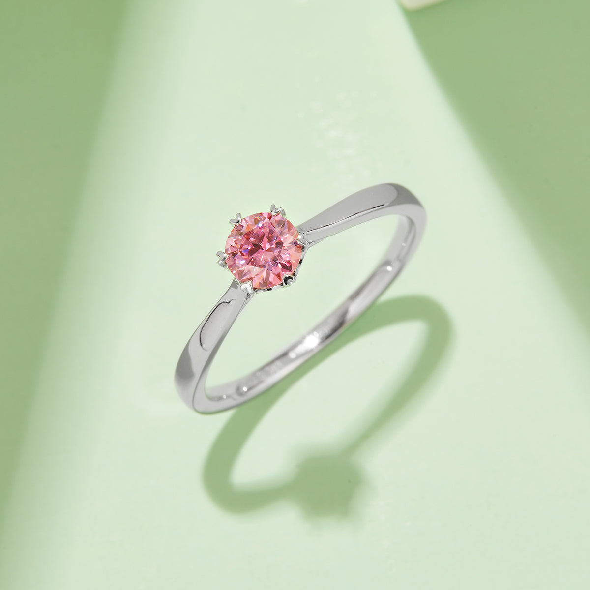 0.5 CT D Color Moissanite 6-Prong Double Layer Straight Shank Ring in White Gold Plated Sterling Silver#8