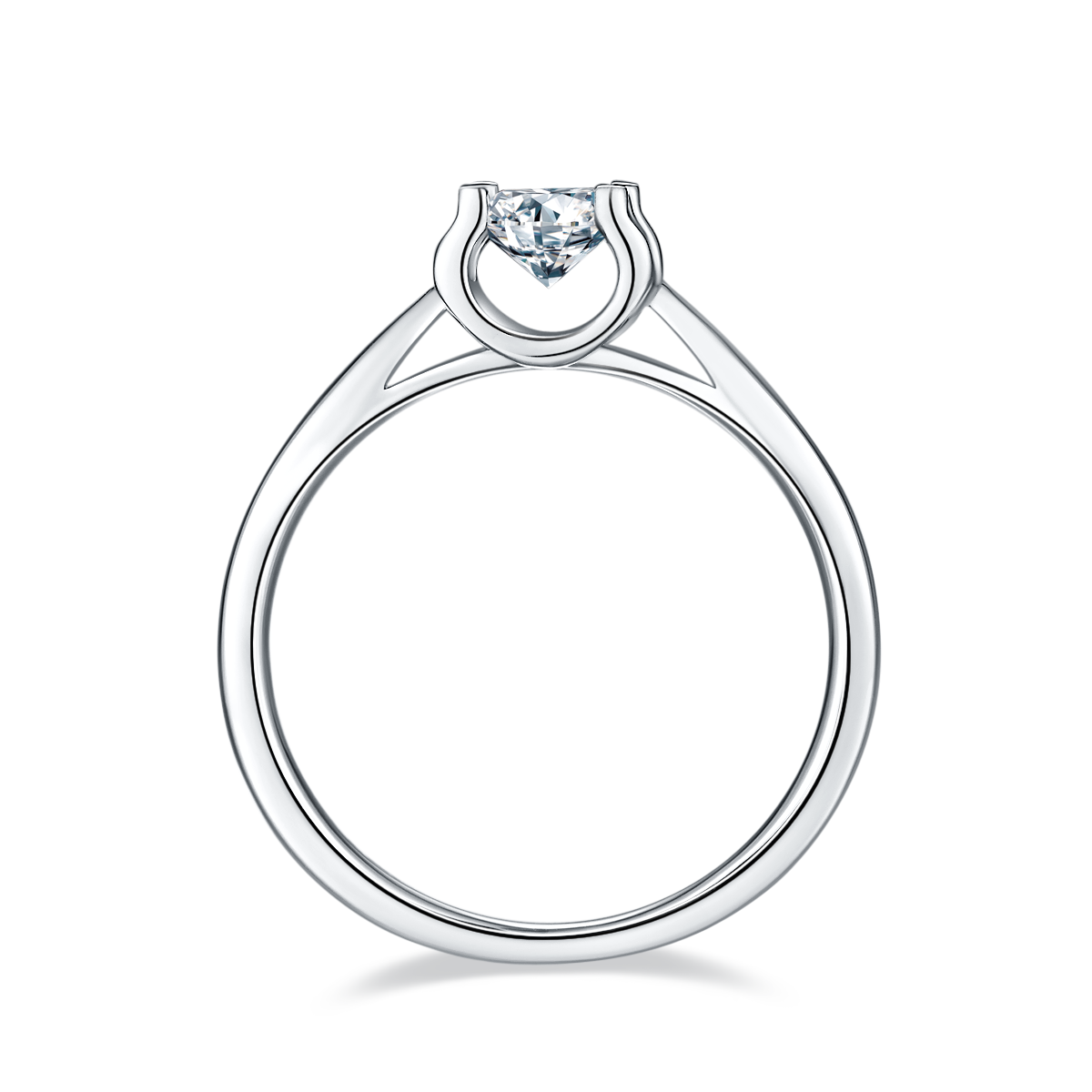 0.5 CT D Color Moissanite Peg Head Double Layer Straight Shank Ring in White Gold Plated Sterling Silver#5