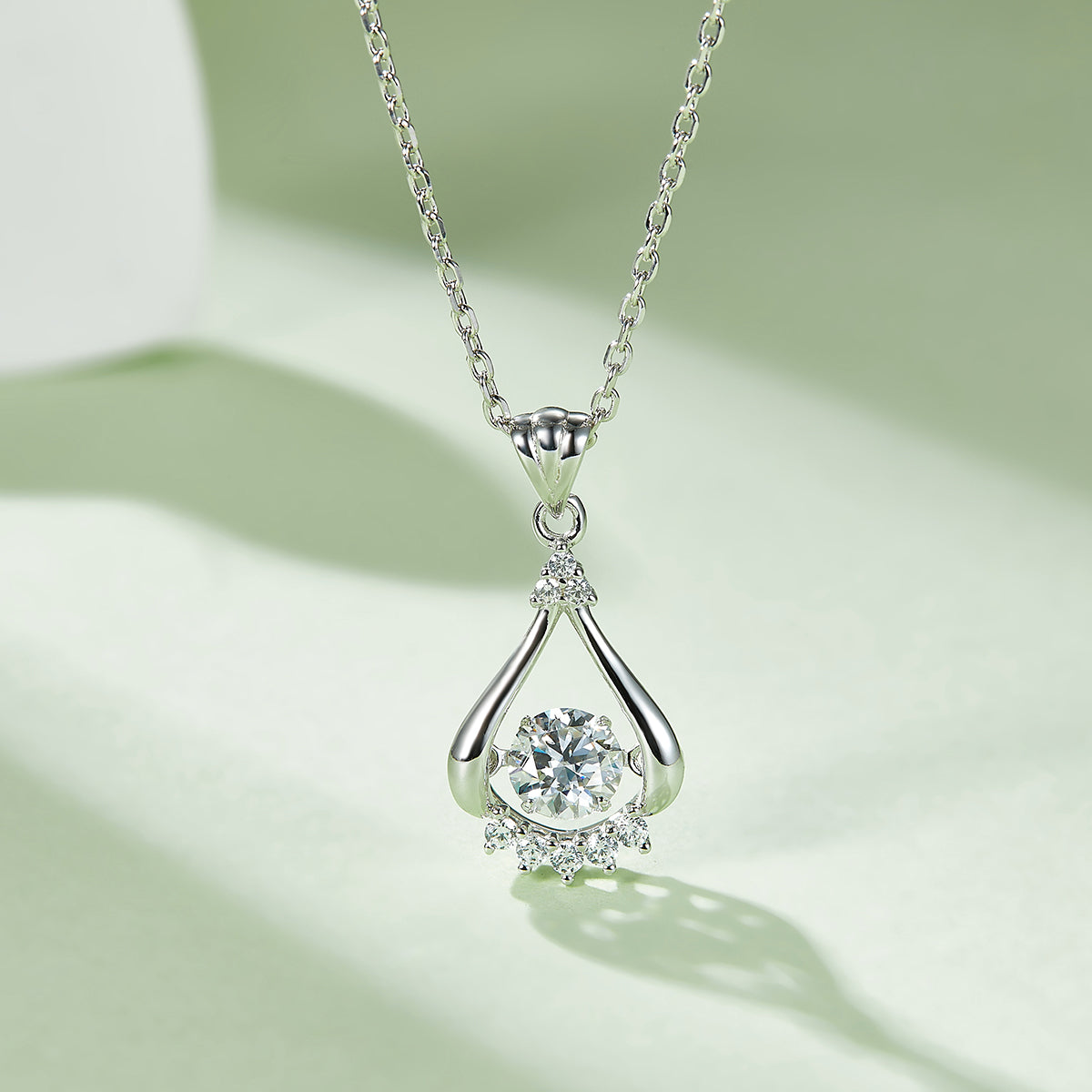 0.5 CT D Color Dancing Bright Eyes Moissanite Necklace in White Gold Plated Sterling Silver#3