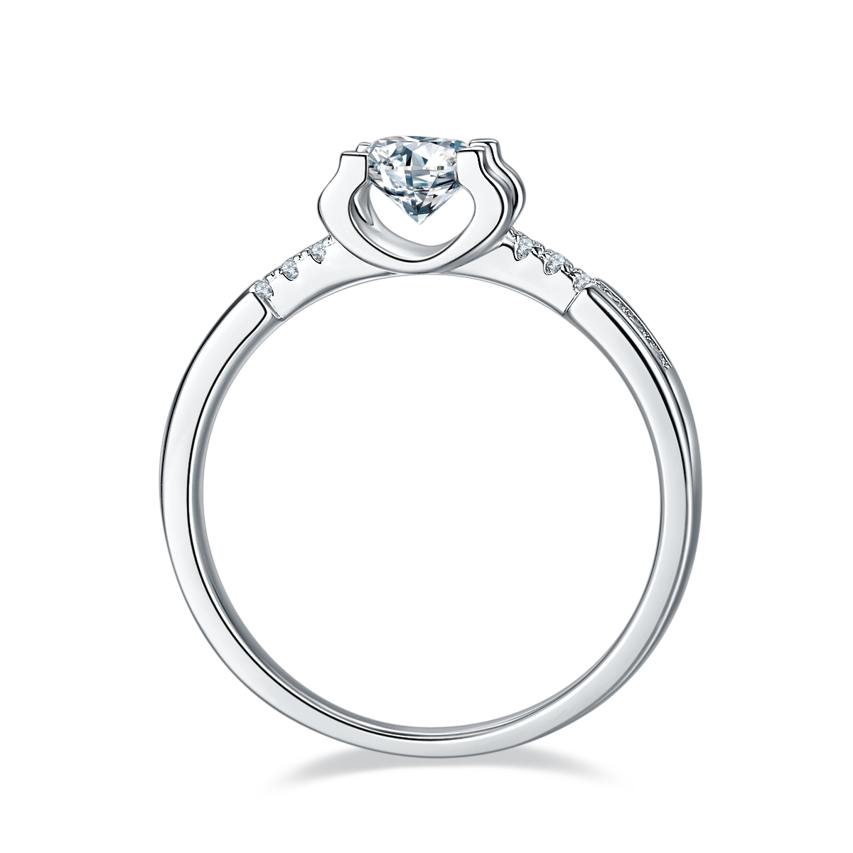 0.5 CT D Color Moissanite Pave Peg Head Hourglass Ring in White Gold Plated Sterling Silver#6
