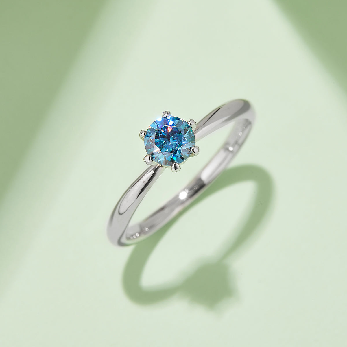 0.5 CT D Color Moissanite Halo Plain Shank Ring in White Gold Plated Sterling Silver#10