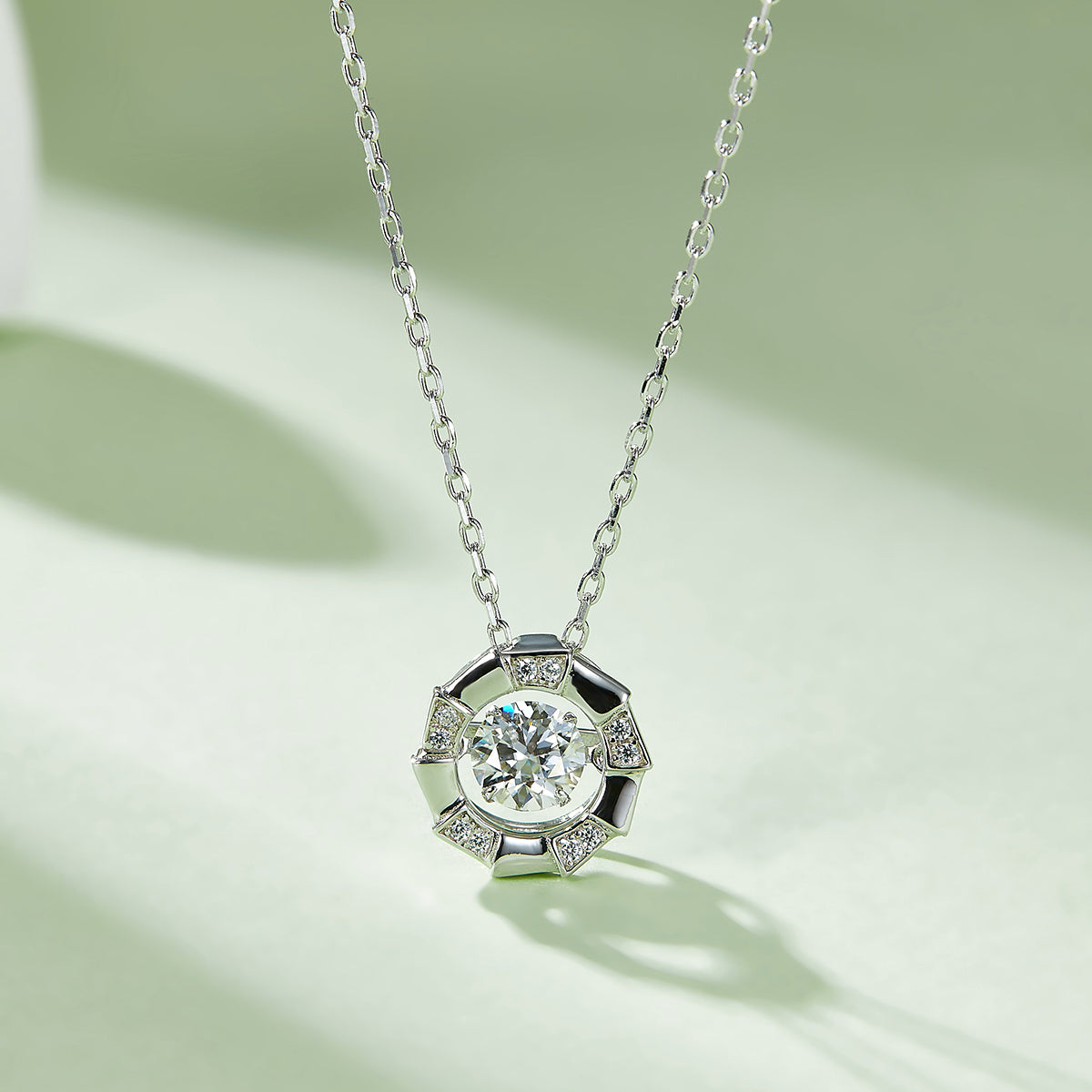 0.5 CT D Color Dancing Medusa Moissanite Necklace in White Gold Plated Sterling Silver#3