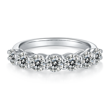 2.1 CT D Color Round Cut Moissanite Eternity Band in White Gold Plated Sterling Silver#3