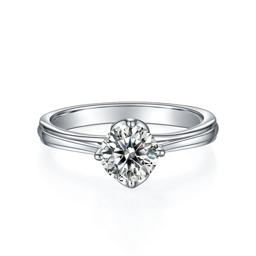 1.0 CT D Color Moissanite Lotus Straight Shank Ring in White Gold Plated Sterling Silver#5