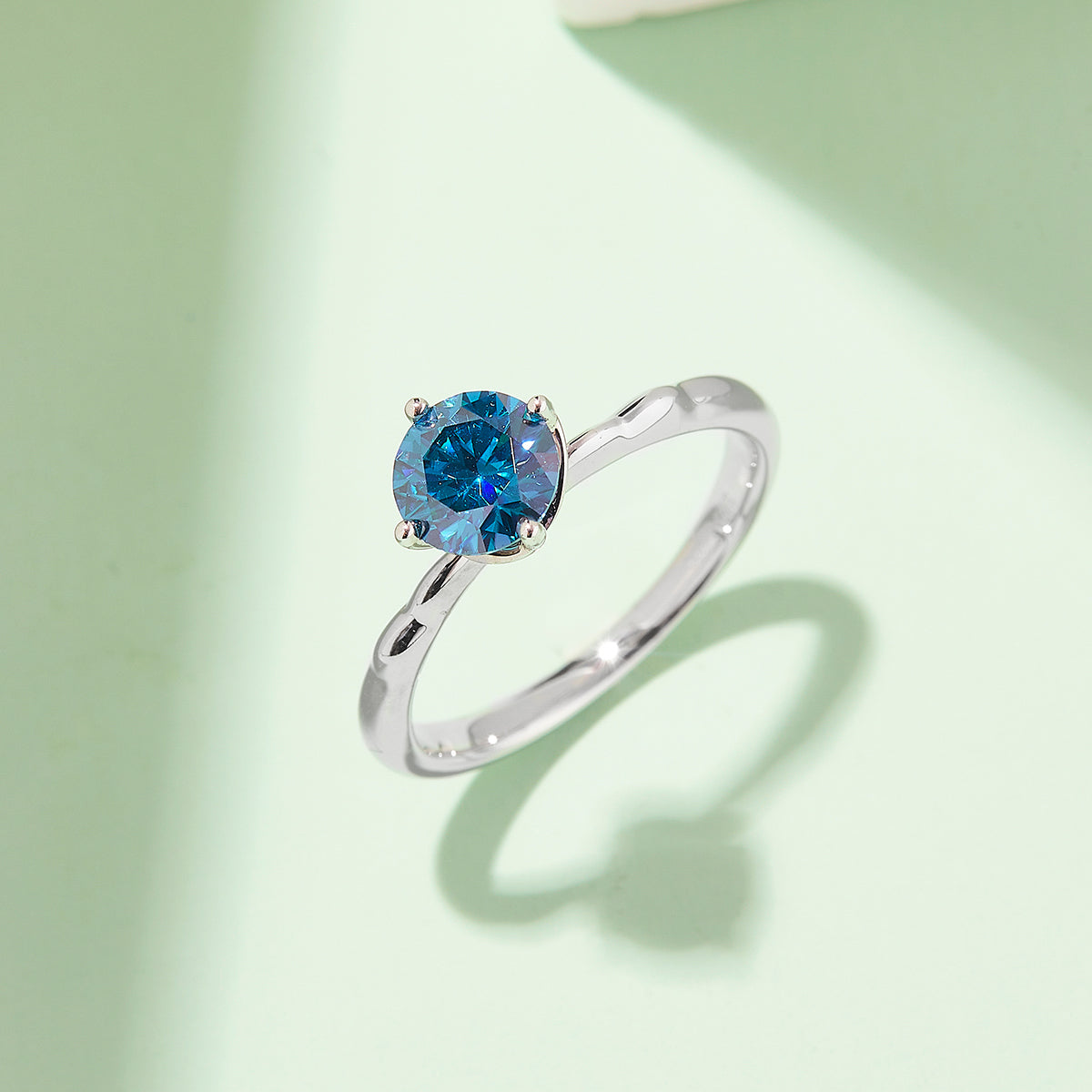 1.0 CT D Color Moissanite Windmill Straight Shank Ring in White Gold Plated Sterling Silver#10