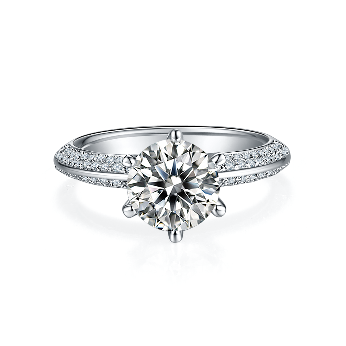 2.0 CT D Color Moissanite Majestic Ring in White Gold Plated Sterling Silver#5