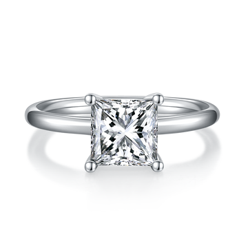 2.0 CT D Color Princess Cut Moissanite Classic Ring in White Gold Plated Sterling Silver#5