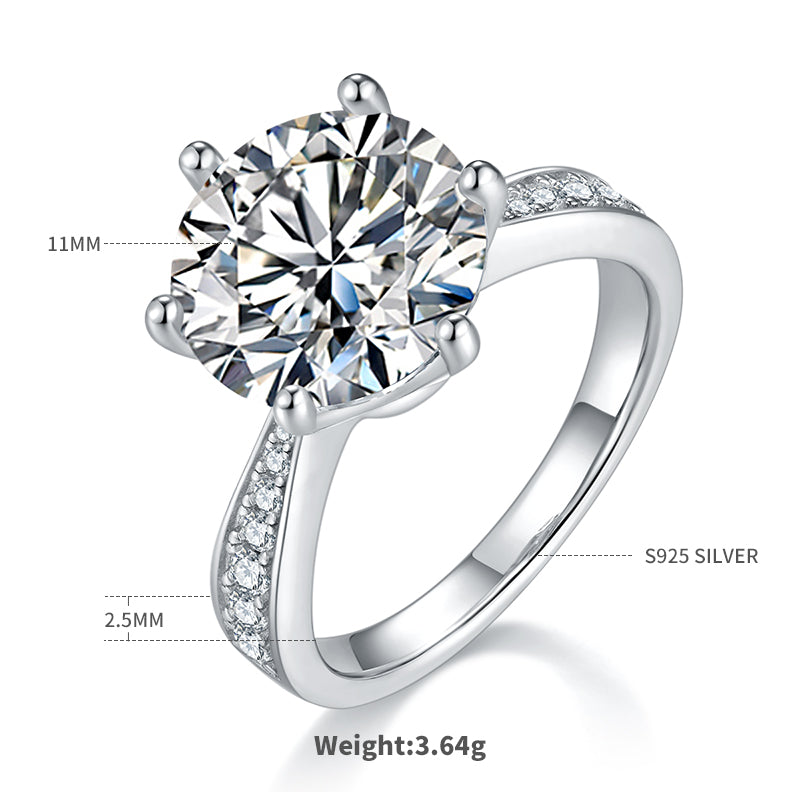 5.0 CT D Color Moissanite Pave Dancing Custom Ring in White Gold Plated Sterling Silver#1
