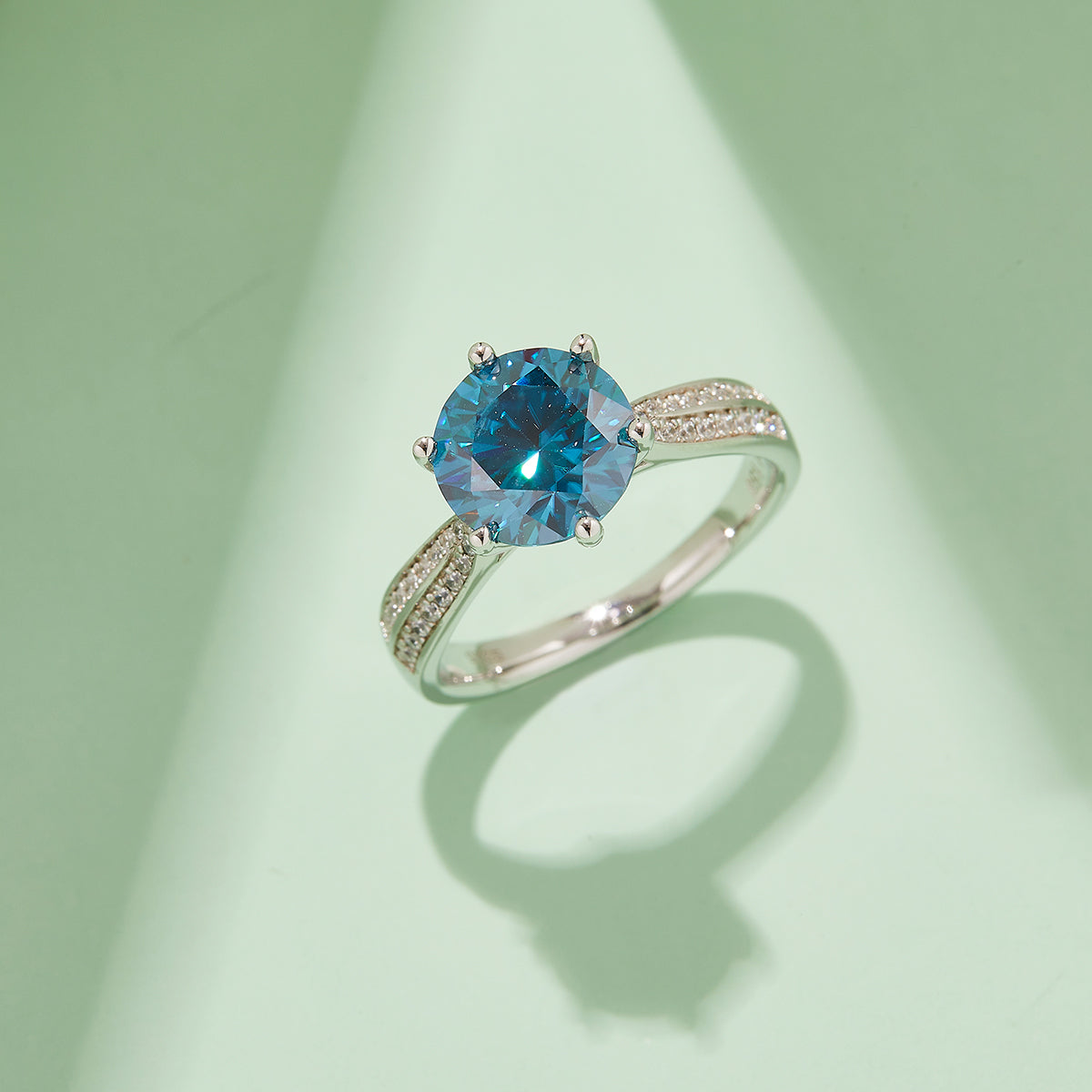 3.0 CT D Color Moissanite Star Queen Custom Ring in White Gold Plated Sterling Silver#10