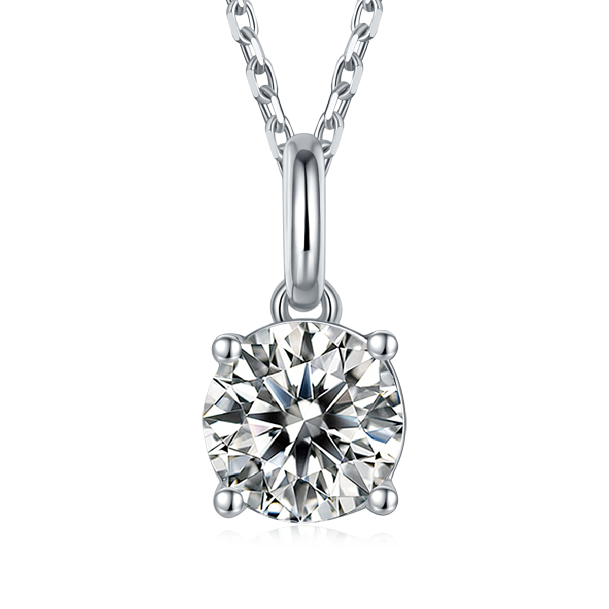Round Cut Moissanite Classic Pendant & Stud Earrings Set in White Gold Plated Sterling Silver#7