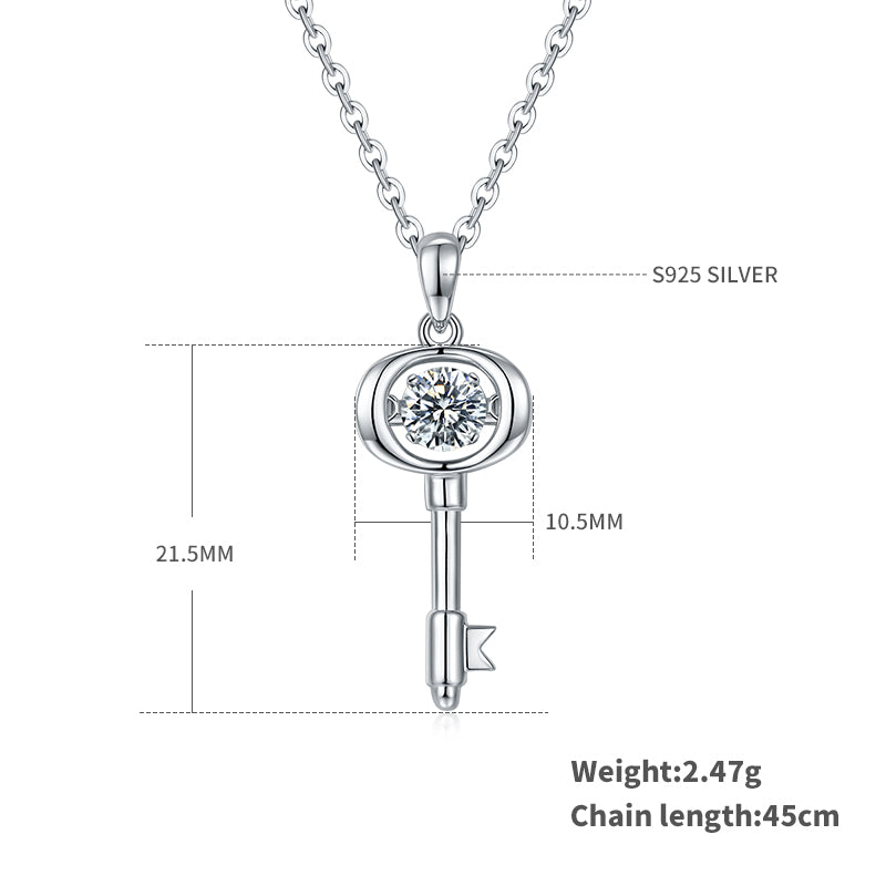 0.5 CT D Color Dancing Lock of Love Moissanite Necklace in White Gold Plated Sterling Silver#1