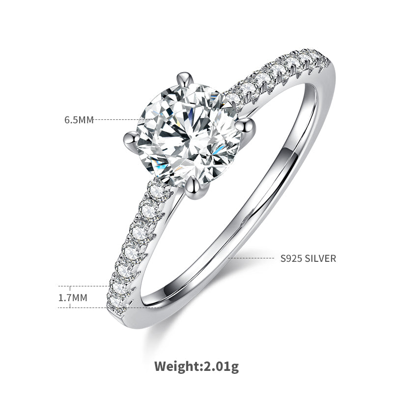 1.0 CT D Color Round Cut Moissanite Pave Custom Ring in White Gold Plated Sterling Silver#1